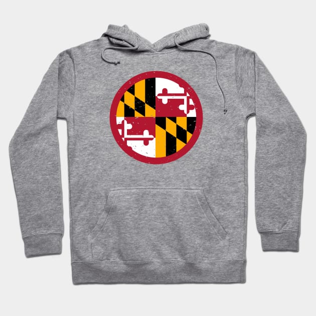 Retro Maryland State Flag // Vintage Maryland Grunge Emblem Hoodie by Now Boarding